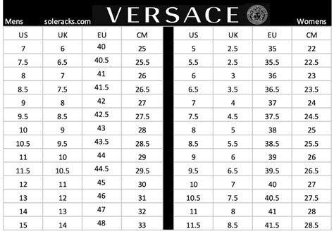 versace womens us size chart shoes|does versace clothes run small.